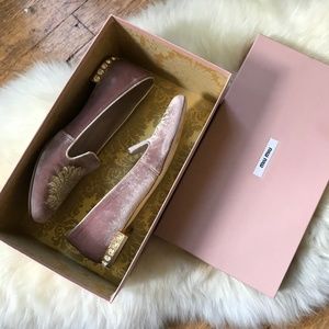 Miu Miu Velvet Smoking Slipper w/ Crystal Heel